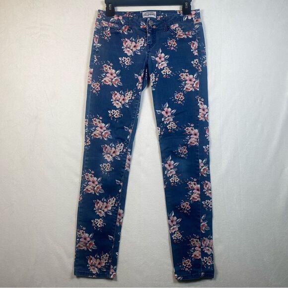 Aeropostale Blue Floral Ashley Ultra Skinny Jeans Size 0 - Picture 1 of 11